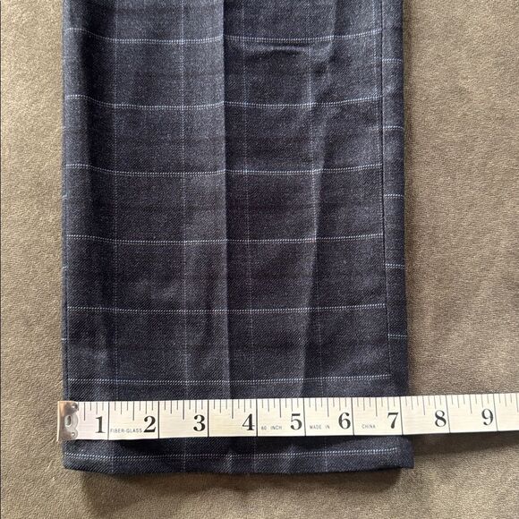 Men’s Dark Blue Plaid 3 Piece Formal Business Suit Jacket 34 Pants 32 NWT - Picture 13 of 16
